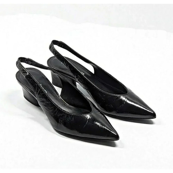 Donald J Pliner Women's Gema Pumps Black Distressed Shine Size 6.5 (MSRP $268) - Picture 3 of 12